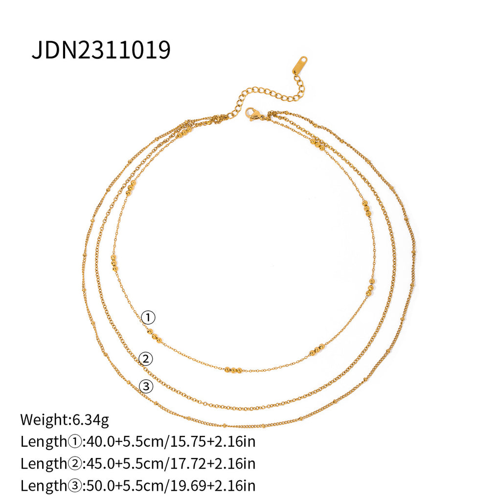 Stainless Steel Zircon Full Diamond Necklace for Women, Non-Fading Collarbone Chain, Short Necklace Jewelry