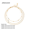 Gold-Plated Stainless Steel Necklace with Cubic Zirconia Detail — Timeless Profile — close-up detail — jewelry finish and design detail