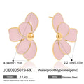 Enamel Stainless Steel Gold-Plated Drop Earrings — alternate angle — jewelry finish and design detail