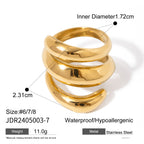 2H 18K Gold Stainless Steel Smooth Spring-Shaped Three-Layer Ring Fashionable Design Ring