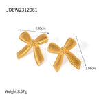 Women's Vintage Bow Earrings Stainless Steel Butterfly Shape Pendant Earrings Ring