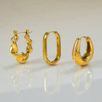 18k gold Earrings Ear Hooks Stainless Steel Jewelry for Women Non-Fading