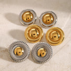 2H Stainless Steel Exaggerated Threaded Stud Earrings Circle Earrings Ear Jewelry earrings