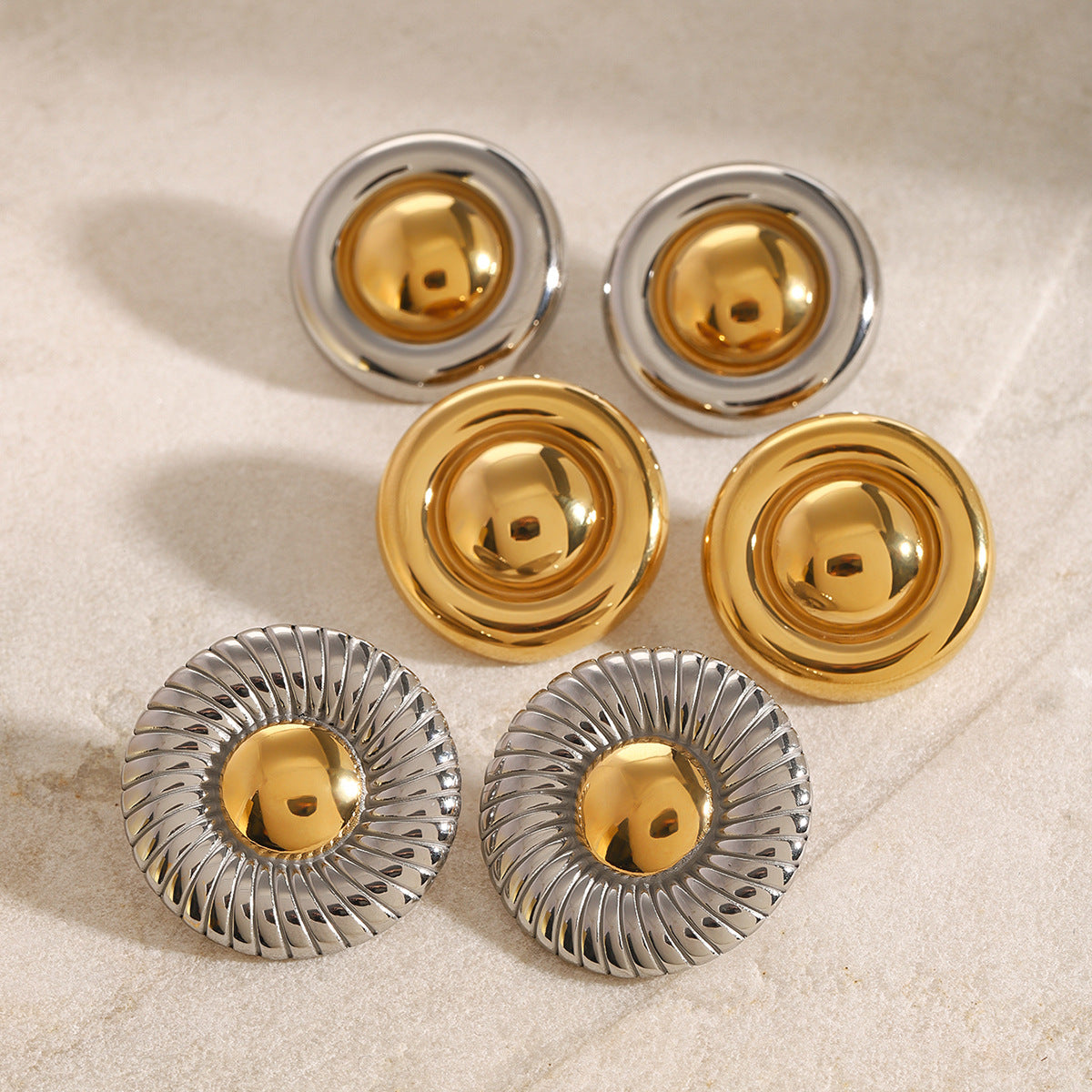 2H Stainless Steel Exaggerated Threaded Stud Earrings Circle Earrings Ear Jewelry earrings