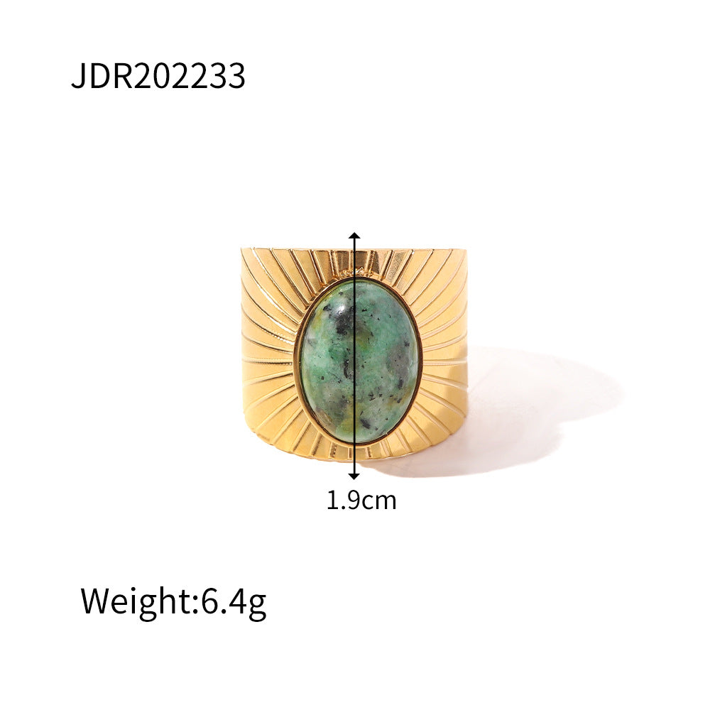 Jewelry Vintage Stainless Steel Gemstone Ring 18k Vintage Gold-Plated Jewelry rings Female