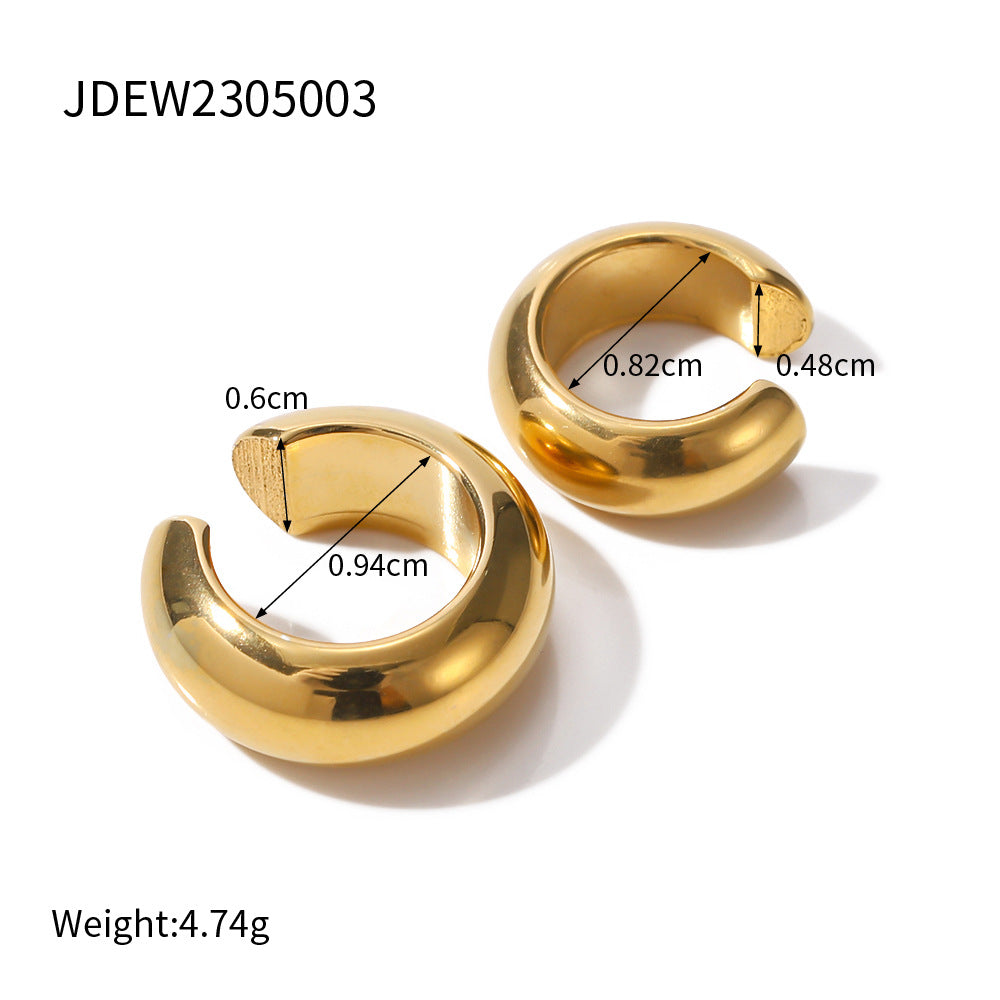 New Style Stainless Steel Ear Clips for Women18k Gold Non-Fading Earrings Simple Braided Earrings