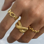 2H Stainless Steel Open Ring for Women, Non-Fading, High-End Design Accessory for Women