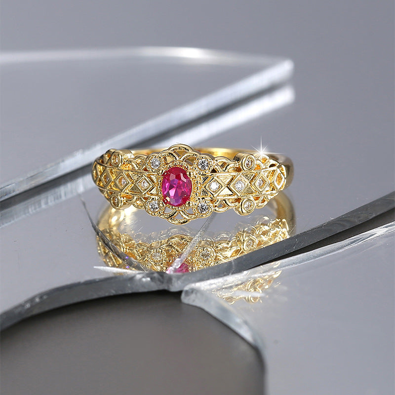 R0395 Fashionable Red Zircon Ring for Women New Romantic Unique Ring