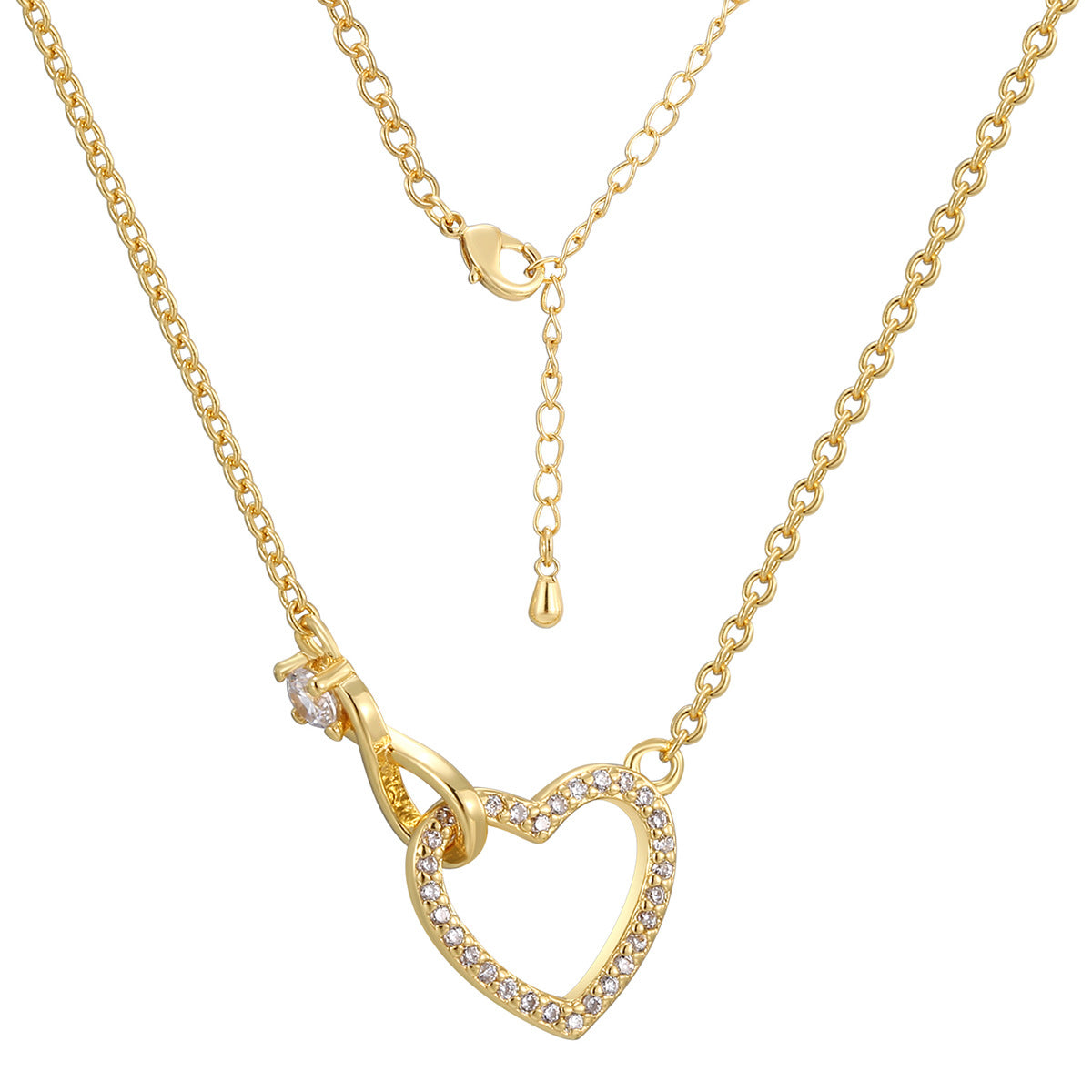 CYN0198 Heart-shaped Necklace for Women Love Heart Collarbone Chain