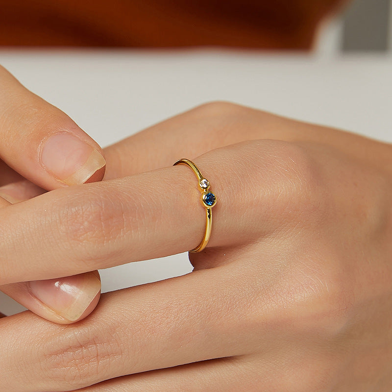 R0234Hot Sale Simple Inlaid Diamond Copper Zircon Joint Ring for Women Layered Wear