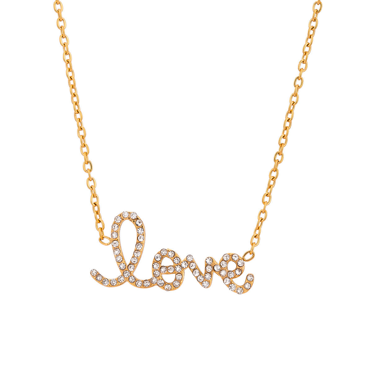 Stainless Steel Letter Necklace Diamond Clavicle Chain Necklace necklace