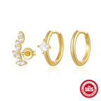 925Sterling Silver Diamond Minimalist Hoop Earrings Stud Earrings Jewelry Set Hot-Selling Design Earrings