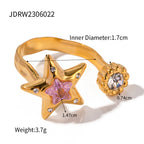 18k Gold Stainless Steel Zircon Open Ring rings