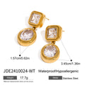 Gold-Plated Cubic Zirconia Stainless Steel Stud Earrings — Modern Classic — jewelry construction