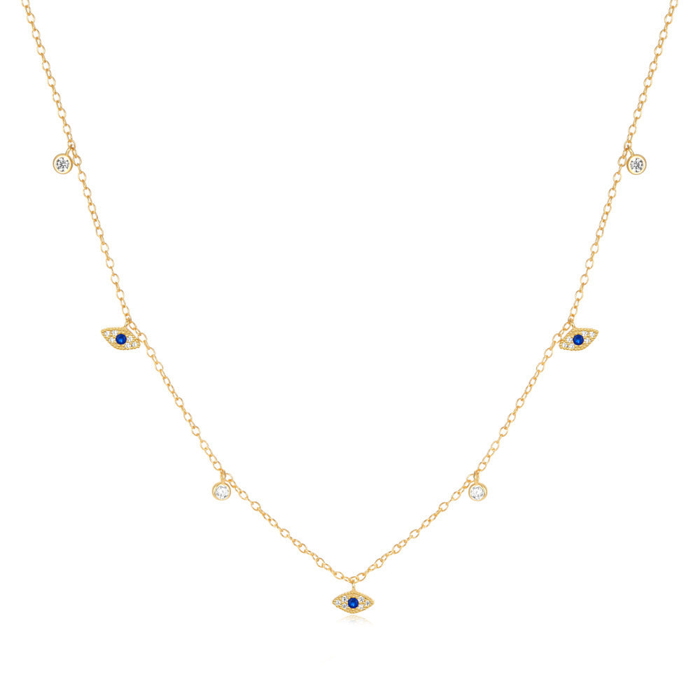 S925 Sterling Silver Devil Eye Zircon Collarbone Necklace
