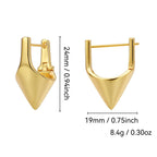 E0681 Minimalist Geometric Cone-Shaped Earrings for Women, Copper Gold-Plated, Fashionable and Cool Ear Hooks