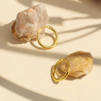 Copper Gold-Plated Round Face Plain Hoop Earrings for Women Simple Minimalist Style Jewelry