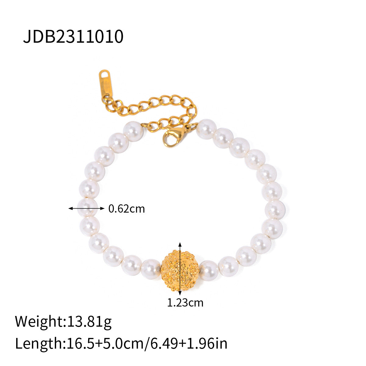 Stainless Steel Jewelry Non-Fading Pearl Bracelet Gold Plated