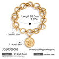 Gold-Plated Coin Medallion Vintage Stainless Steel Bracelet — alternate product view — jewelry finish and design detail