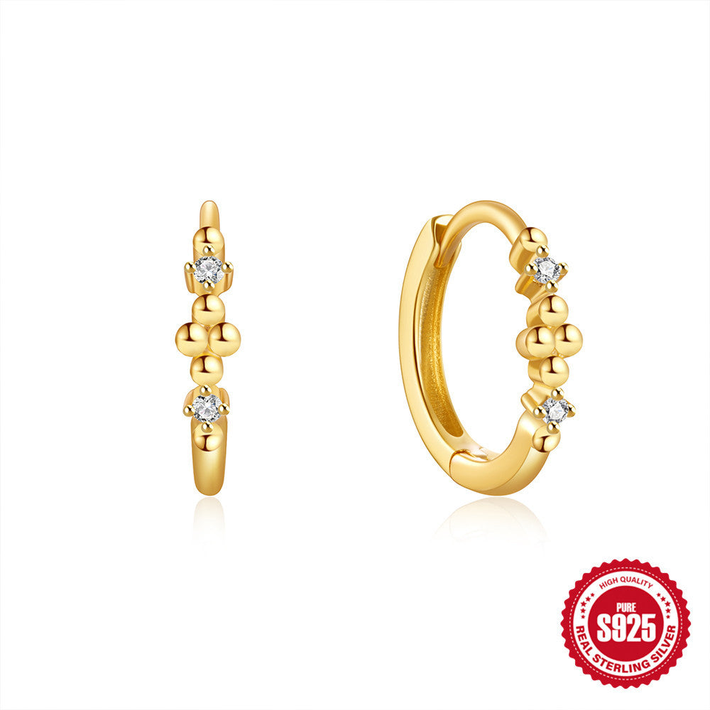 S925Sterling Silver Heart Geometric Inlaid Diamond Hoop Earrings Hot Sale Irregular Ear Clips Earrings for Women