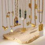 French New Retro Style14K Gold Stainless Steel Necklace Women's Jewelry Fashion Personality Pendant Necklace