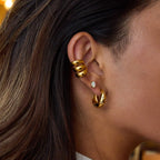 Stainless Steel with White Diamond Chubby Earrings Ear Clips Non-Fading Ear Jewelry