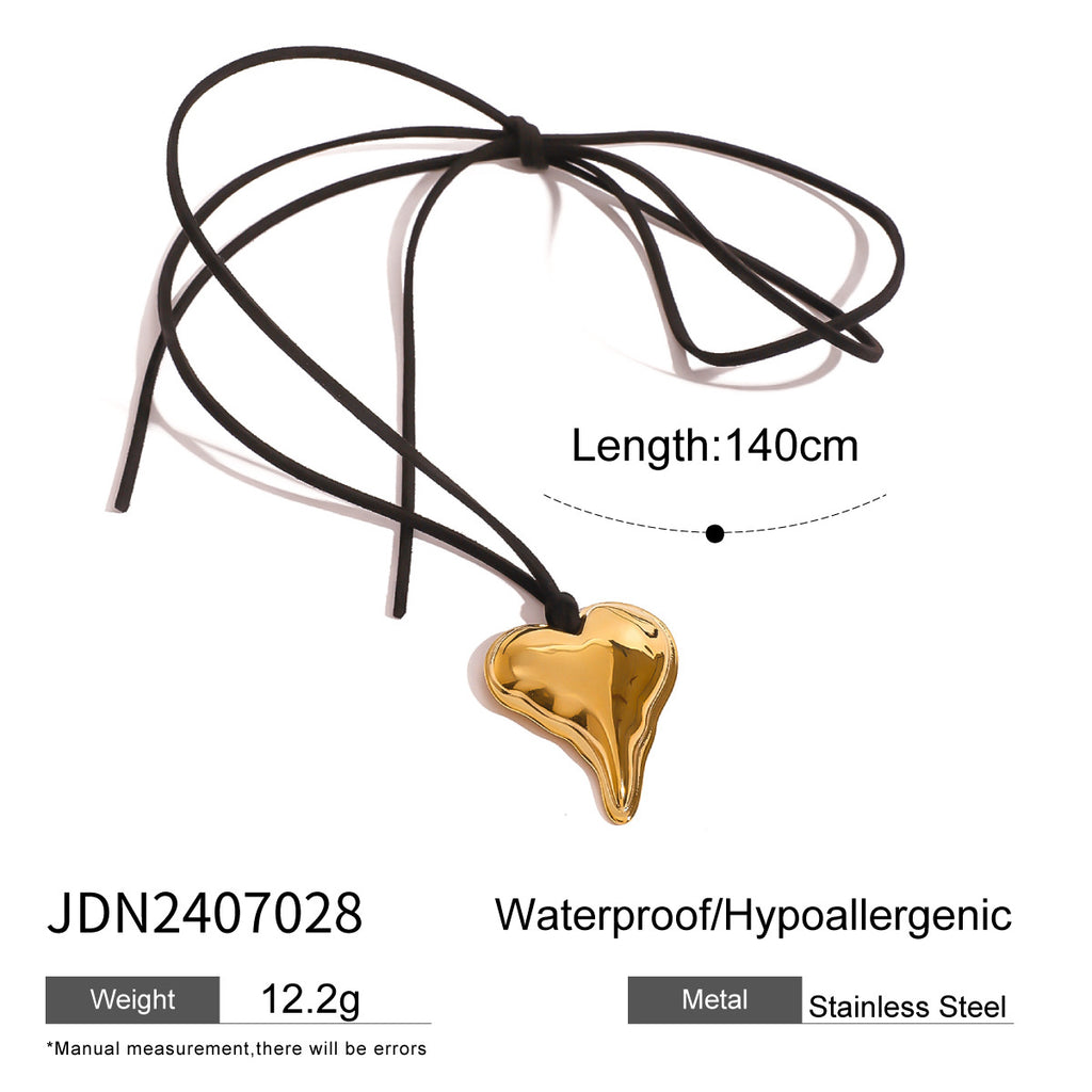 2H Stainless Steel Starfish Geometric Black Rope Necklace Collarbone Chain Jewelry