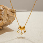 2H18K Gold Stainless Steel Rhinestone Necklace Accessories Women's Non-Fading Necklace