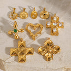 Stainless Steel Flower Jewelry Accessories Cross diy Pendant Color-Retaining Heart Necklace Pendant