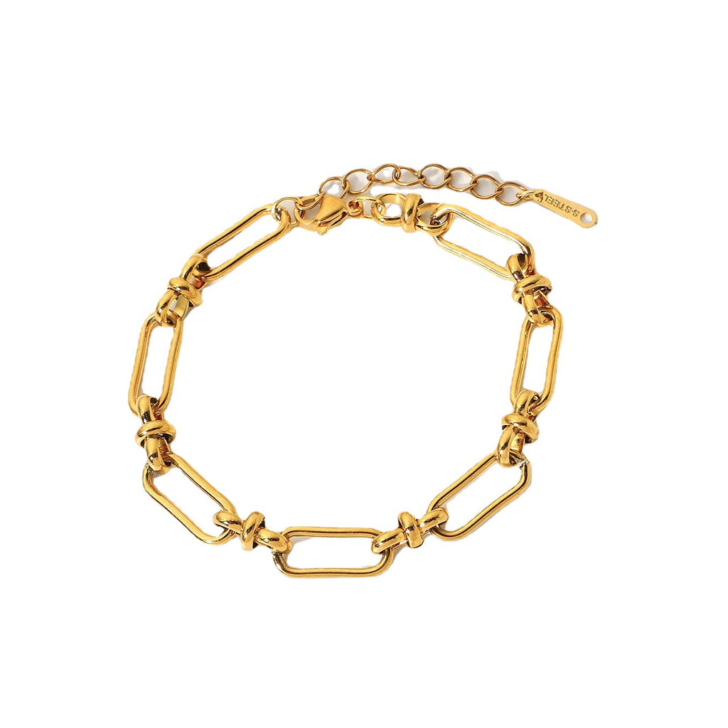 New Wide Chain Cross Buckle Bracelet Vacuum Electroplating18K Gold Stainless Steel Women's Jewelry
