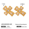 Cubic Zirconia Stainless Steel Earrings in Gold-Tone featuring cubic zirconia and a gold-tone finish