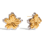Stainless Steel Color Block Flower Stud Earrings Non-Fading Ear Jewelry