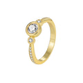 Gold-Plated Brass Pavé White CZ Ring — Soft Contour with gold-tone brass construction