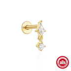 New925Sterling Silver Inlaid Diamond Tassel Piercing Threaded Flat Ear Bone Stud Earrings Hot-Selling Style Ear Jewelry