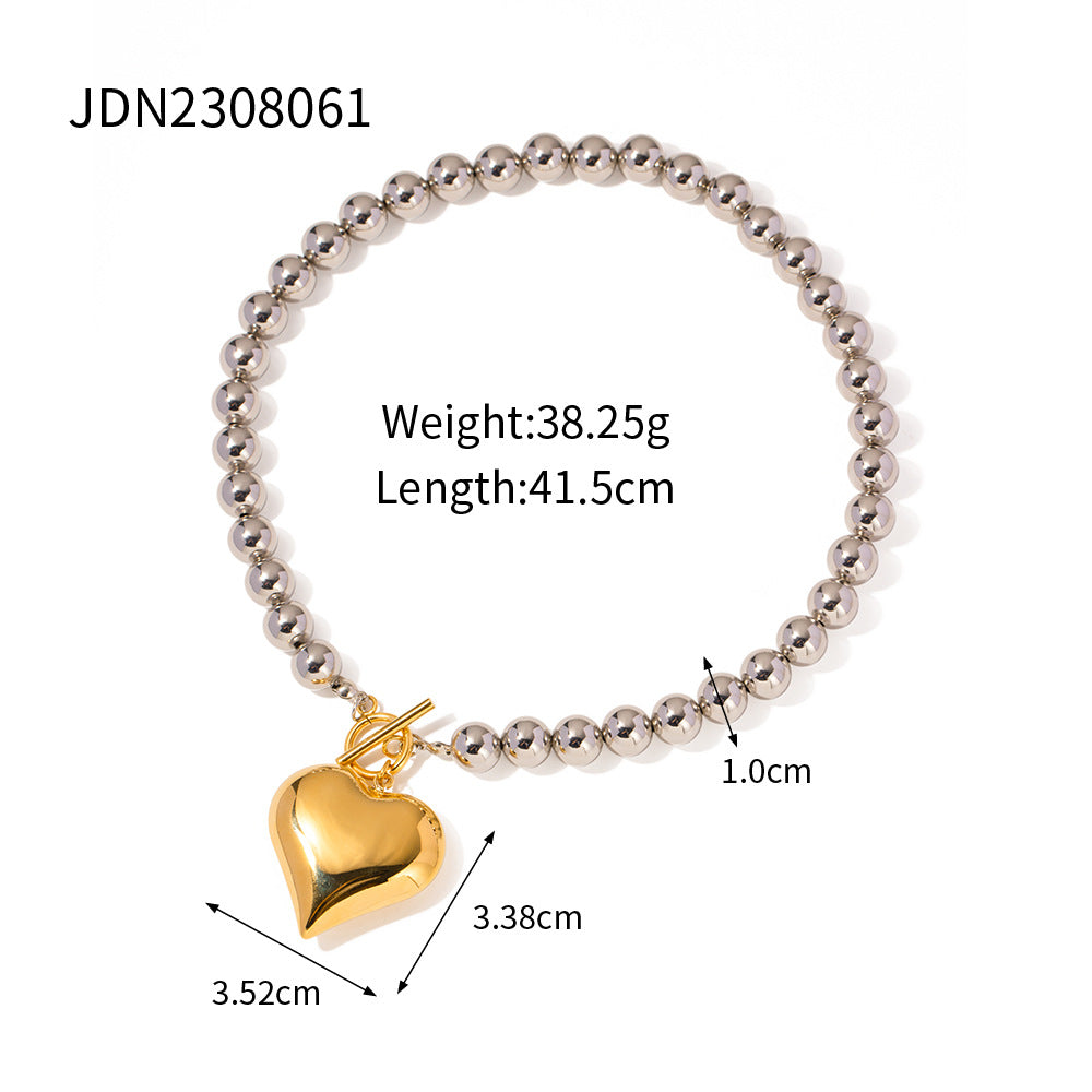 Stainless Steel Heart Pendant Necklace Collarbone Chain Jewelry necklace