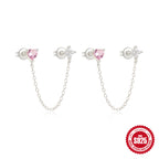 S925Sterling Silver Moon Heart Tassel Inlaid Diamond Ear Thread Hoop Earrings Stud Earrings Hot Sale Evil Eye Ear Jewelry