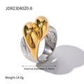 Gold-Plated Stainless Steel Statement Ring with Floral Sculptural Detail — style detail — jewelry finish and design detail
