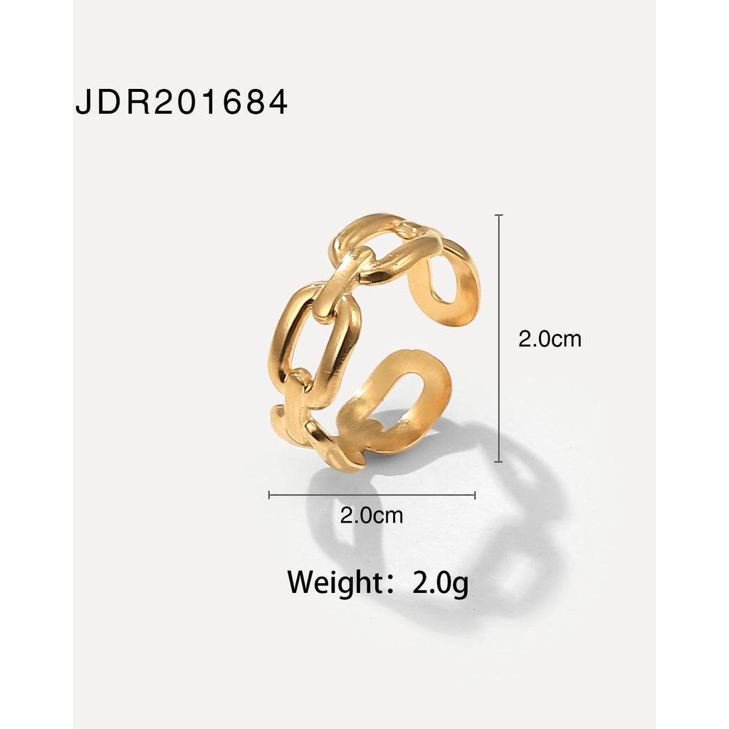 2H Stainless Steel Open Ring for Women, Non-Fading, High-End Design Accessory for Women