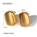 18K Gold-Tone Stainless Steel Earrings with Geometric Minimalist Detail — Elegant Profile featuring geometric and a