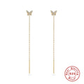 925 Sterling Silver Silver Korean Style Butterfly Diamond Tassel Earrings — collection product image 06