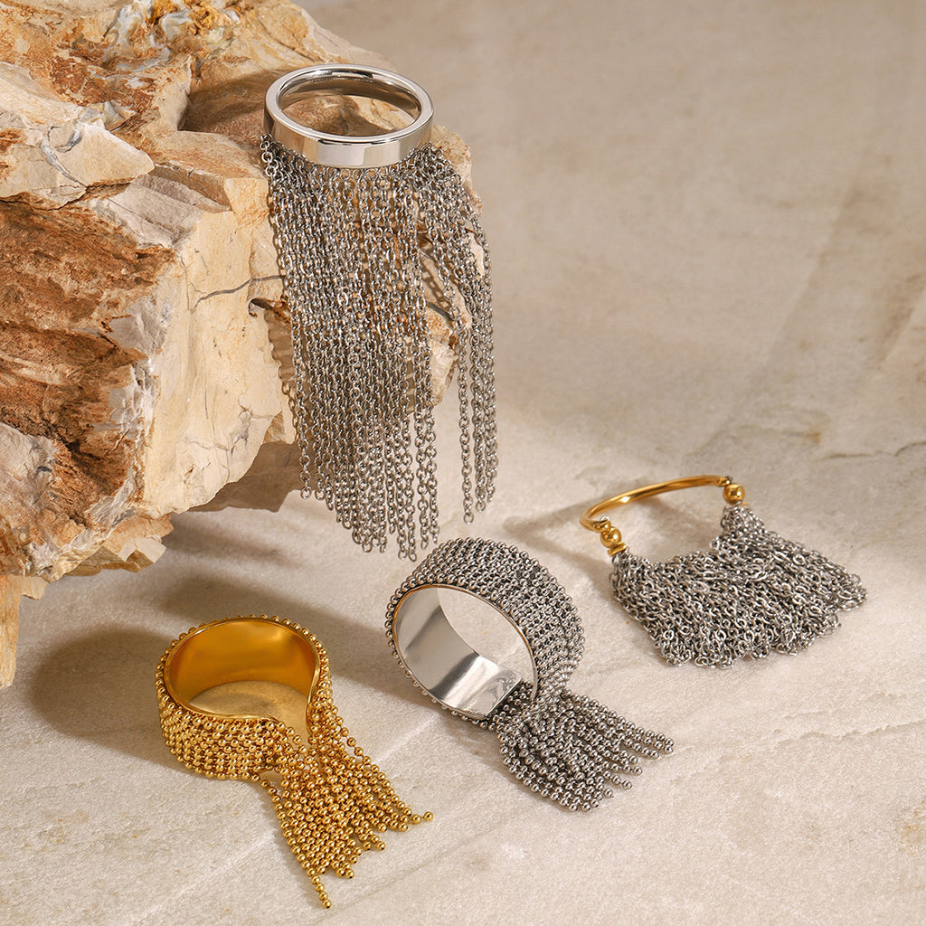 Stainless Steel Tassel Ring18k Goldware rings