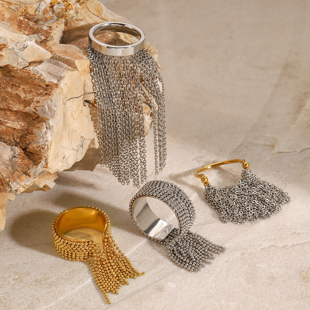 Stainless Steel Tassel Ring18k Goldware rings