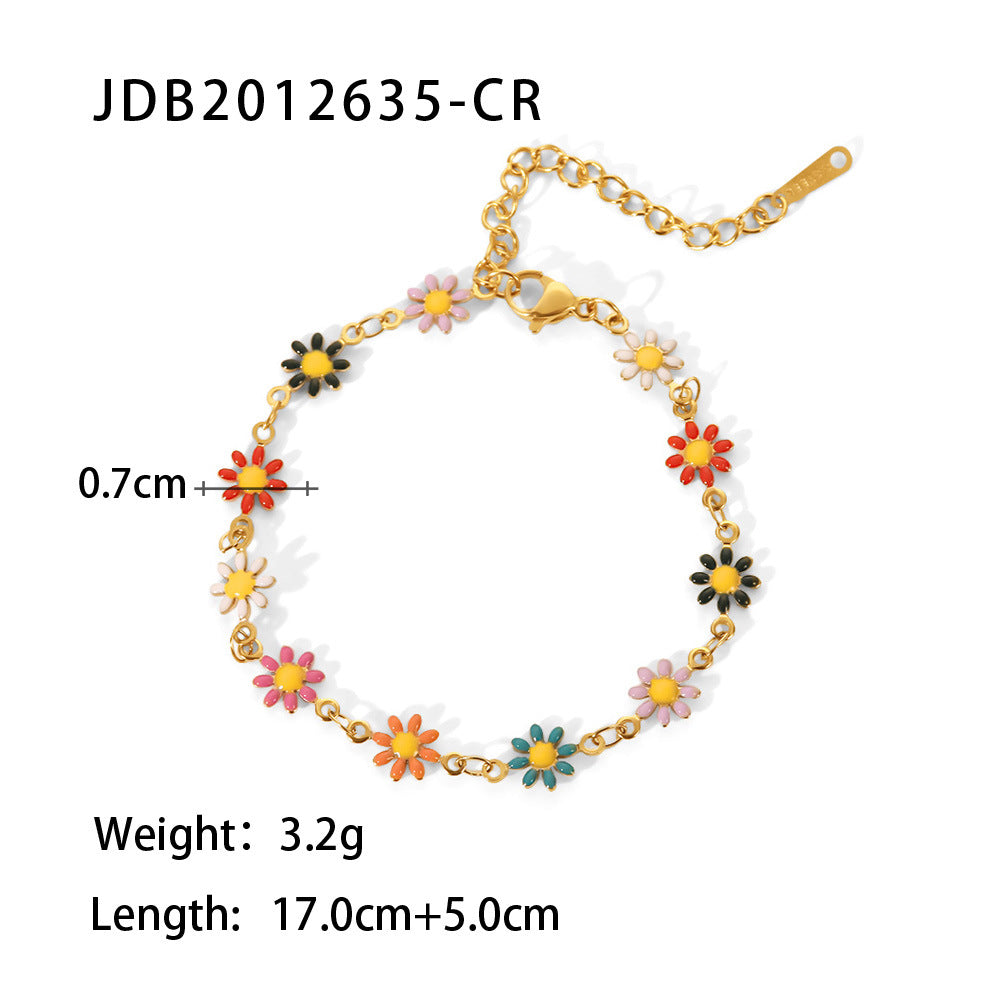 2025New Jewelry Necklace Bracelet18K Gold White/Colorful Daisy Chain Necklace Bracelet