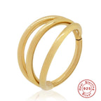 S925Sterling Silver Double Layer Diamond-Studded Cartilage Piercing Ear Bone Stud Nose Stud Minimalist Smooth Nose Ring Trendy Ear Cartilage