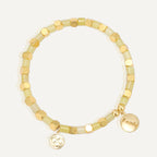 B0263 Family Engraved Round Copper Plated Sign14k Gold Fashion Beaded Trendy Bracelet