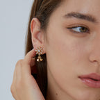 E0540 Christmas Ornaments Brass Gold Plated Minimalist Stud Earrings Female fashion Exquisite Snowflake Zircon Earrings