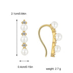 E0446 Design Sense Zirconia Earrings for Women Copper Gold Plated Fashion Shell Pearl Earrings