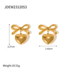 2H French Elegant Fashion Style18K Gold Stainless Steel Love Heart Pendant Earrings Women's Ear Jewelry Accessories