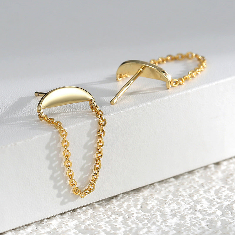 E0402 Jewelry Modern Simple Design Brass Gold-Plated Curved Earrings for Women Long Style U Chain-shaped Earrings