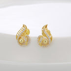 SE0007 S925Silver plating14K Gold Feather Inlaid Zircon Fashion Earrings for Women Minimalist Ear Jewelry
